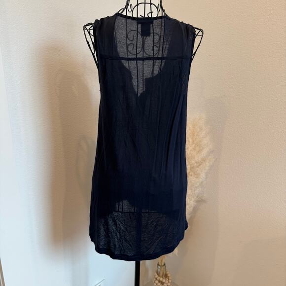 Ann Taylor Navy Sleeveless V-Neck Casual Lightweight Pocket Tank Top New Small - Picture 3 of 5
